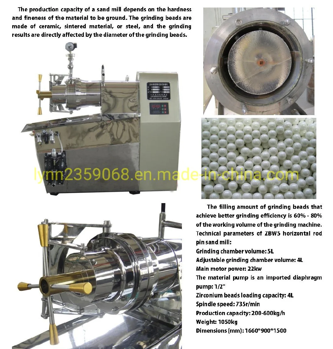 Longxing 2.5-5 Microns Nanometer Wet Grinding Pesticides Printing Ink Fertilizer Graphite Pigment Plate Turbine Bar Type Horizontal Bead Sand Mill